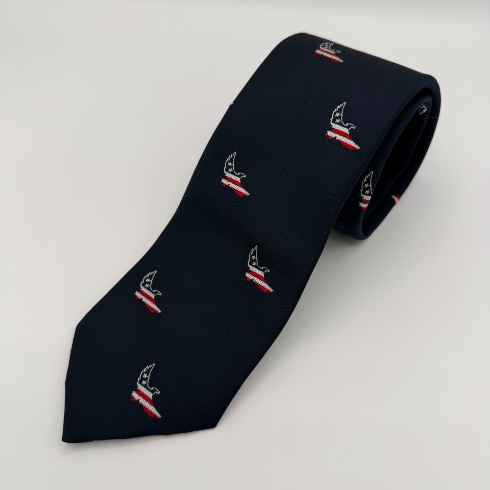 Vintage‎ US Savings Bonds Volunteers Necktie Tie Navy Blue Eagle Americana